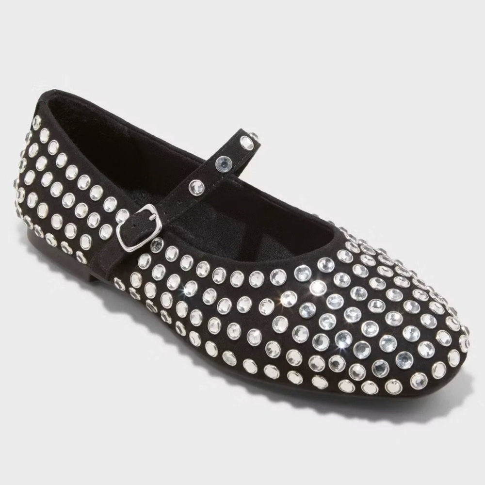 a new day Black Rhinestone Mary Jane Flats With Memory Foam - Picture 2 of 4